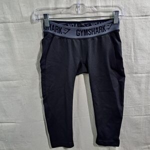 Gymshark Women XXS 24"waist Black Seamless Spellout Cropped Workout Leggings